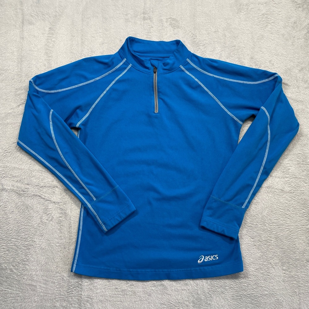 Asics 1/4 Zip Pullover Womens Small Blue Long Sleeve Athletic Performance Top